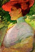 Frank Duveneck Lady With a Red Hat oil painting picture wholesale